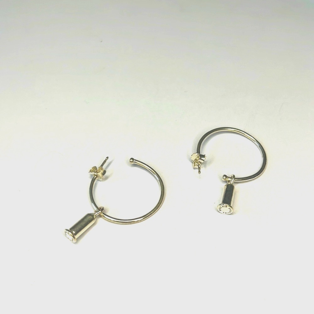 Pandora Earrings Charm Barrel with Hoops Silver, Retired